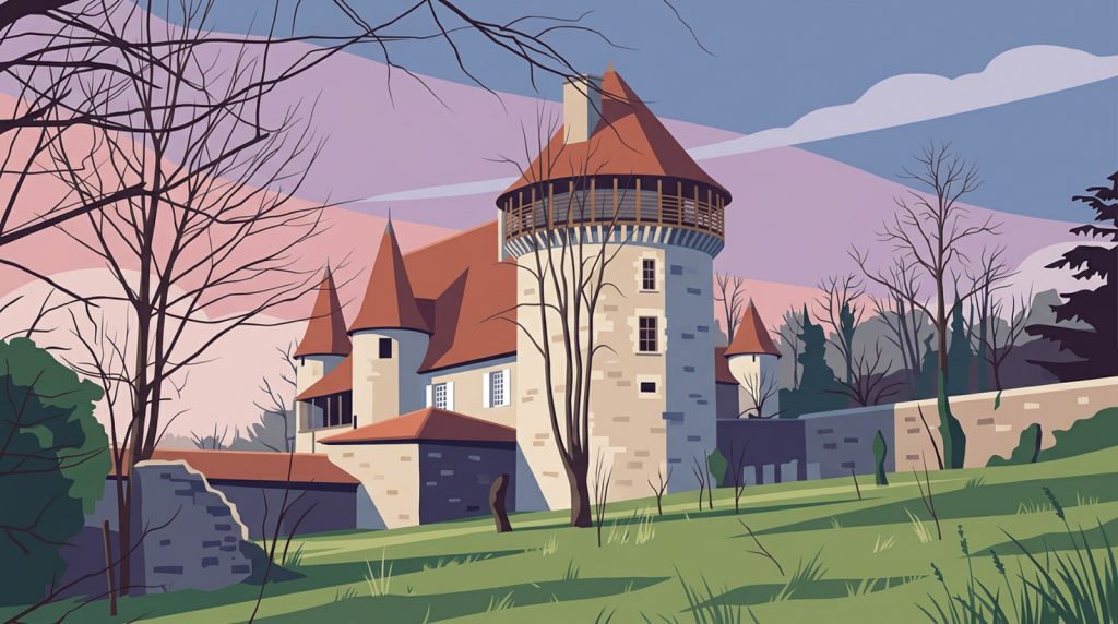 Illustration personnalisée du château de Chabrot à Montbron, créée par Galerie16 à partir d’une photographie.