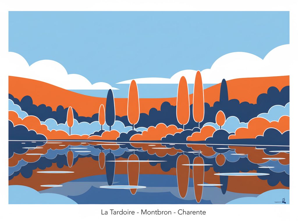 Reflets sur la Tardoire – illustration graphique de la rivière à Montbron en Charente