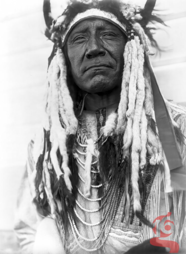The Eagle Medicine-Man, homme-médecine apsaroke portant une coiffe d’aigle, photographie d’Edward S. Curtis en 1908